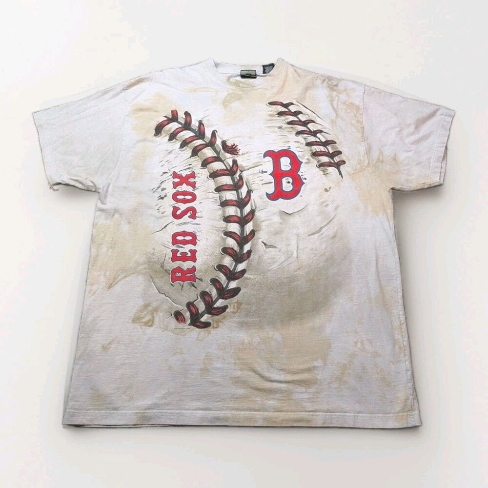Boston Red Sox Shirt Men's Size 3XLT Liquid Blue Baseball AOP Real Tag 2014